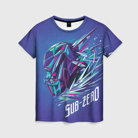 Женская футболка 3D с принтом Саб-Зиро синий в Екатеринбурге, 100% полиэфир ( синтетическое хлопкоподобное полотно) | прямой крой, круглый вырез горловины, длина до линии бедер | game | mortal kombat | комбат | мортал | мортал комбат