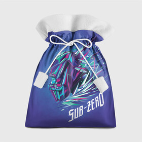 Подарочный 3D мешок с принтом Саб-Зиро синий в Екатеринбурге, 100% полиэстер | Размер: 29*39 см | Тематика изображения на принте: game | mortal kombat | комбат | мортал | мортал комбат