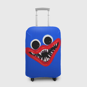 Чехол для чемодана 3D с принтом Huggy Wuggy Smile, Poppy Playtime в Екатеринбурге, 86% полиэфир, 14% спандекс | двустороннее нанесение принта, прорези для ручек и колес | huggy wuggy | poppy playtime | smile | игрушка | игры | кукла | монстр | поппи плейтайм | синий | улыбка | хагги вагги | хуги вуги