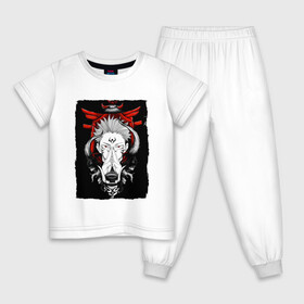 Детская пижама хлопок с принтом ЗАКЛИНАНИЕ ИТАДОРИ, СУКУНА в Екатеринбурге, 100% хлопок |  брюки и футболка прямого кроя, без карманов, на брюках мягкая резинка на поясе и по низу штанин
 | anime | japan | japanese | jujutsu | jujutsu kaisen | kaisen | sukuna | tattoo | аниме | двуликий призрак | иероглифы | инумаки | итадори | итадори юдзи | магическая битва | нобара | панда | рёмен | рёмен сукуна | сатору | сукуна