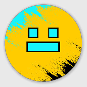 Круглый коврик для мышки с принтом GEOMETRY DASH SMILE БРЫЗГИ КРАСОК в Екатеринбурге, резина и полиэстер | круглая форма, изображение наносится на всю лицевую часть | 2d | arcade | demon | game | geometry dash | levels | meltdown | robtop | smile | аркада | брызги | брызги красок | геометрический тире | демон | краски | раннер | смайлы | уровни | эмоции