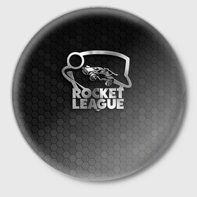 Значок с принтом Rocket League Metal Logo в Екатеринбурге,  металл | круглая форма, металлическая застежка в виде булавки | auto | avto | car | race | rocket league | авто | гонки | машина | рокет лига | тачка