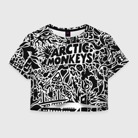 Женская футболка Crop-top 3D с принтом Arctic monkeys Pattern в Екатеринбурге, 100% полиэстер | круглая горловина, длина футболки до линии талии, рукава с отворотами | alternative | arctic monkeys | metall | music | rock | альтернатива | арктик монкейс | арктические обезьяны | металл | музыка | рок
