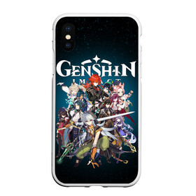 Чехол для iPhone XS Max матовый с принтом GENSHIN IMPACT HEROES SPACE в Екатеринбурге, Силикон | Область печати: задняя сторона чехла, без боковых панелей | Тематика изображения на принте: genshin impact | heroes genshi | альбедо | барбара | беннет | бэй доу | венти | гань юй | джинн | дилюк | диона | кли | кэ цин | кэйа | лиза | мона | нин гуан | ноэль | путешественник | рэйзор | сахароза | син цю | синь янь