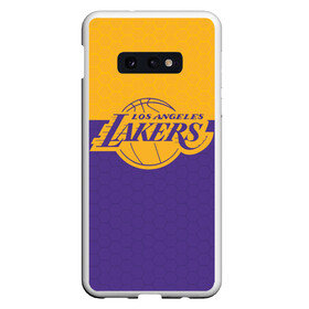 Чехол для Samsung S10E с принтом LAKERS LINE HEXAGON SPORT в Екатеринбурге, Силикон | Область печати: задняя сторона чехла, без боковых панелей | america | basketball | hexagon | kobe bryant | la | la lakers | lakers | los angeles lakers | nba | usa | баскетбол | гексагон | геометрия | кобе брайант | лос анджелес лейкерс | нба | соты | сша