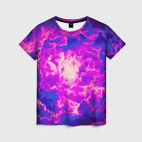 Женская футболка 3D с принтом ВЕЧНЫЙ РАЙ в Екатеринбурге, 100% полиэфир ( синтетическое хлопкоподобное полотно) | прямой крой, круглый вырез горловины, длина до линии бедер | блаженство | небеса | облака | рай | сияние | спокойствие
