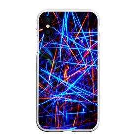 Чехол для iPhone XS Max матовый с принтом NEON LINES Glowing Lines Effect в Екатеринбурге, Силикон | Область печати: задняя сторона чехла, без боковых панелей | rave neon | живые линии | неновые лучи | неон | неоновая лампа | неоновая ночь | неоновые ленты | неоновые линии разных цветов | неоновый рейв | светящиеся линии | флекс неон | эффект неона