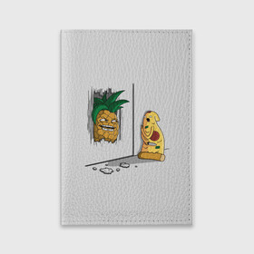 Обложка для паспорта матовая кожа с принтом HERES PINEAPPLE! в Екатеринбурге, натуральная матовая кожа | размер 19,3 х 13,7 см; прозрачные пластиковые крепления | Тематика изображения на принте: here | is | johnny | mem | meme | memes | pineapple | pizza | shining | ананас | джонни | мем | мемы | пица | пицца | сияние | это