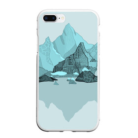 Чехол для iPhone 7Plus/8 Plus матовый с принтом Голубой горный пейзаж с темно-серыми тенями в Екатеринбурге, Силикон | Область печати: задняя сторона чехла, без боковых панелей | голубые горы | горный | горный массив | горный пейзаж | горы | горы в снегу | для сноуборда | для туристов | заснеженные горы | зимние горы | зимний | лыжный | снежные горы | сноуборд
