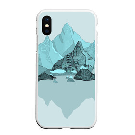 Чехол для iPhone XS Max матовый с принтом Голубой горный пейзаж с темно-серыми тенями в Екатеринбурге, Силикон | Область печати: задняя сторона чехла, без боковых панелей | голубые горы | горный | горный массив | горный пейзаж | горы | горы в снегу | для сноуборда | для туристов | заснеженные горы | зимние горы | зимний | лыжный | снежные горы | сноуборд