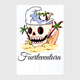 Магнитный плакат 2Х3 с принтом Fuerteventura - Summer в Екатеринбурге, Полимерный материал с магнитным слоем | 6 деталей размером 9*9 см | beach | board | fuerteventura | jaw | palma | sand | skull | summer | teeth | wave | волна | доска | зубы | лето | пальма | пасть | песок | пляж | фуэртевентура | череп