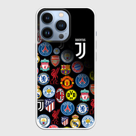 Чехол для iPhone 13 Pro с принтом JUVENTUS LOGOBOMBING SPORT в Екатеринбурге,  |  | black white | cr7 | fc juventus | football | juve | juventus | ronaldo | sport | бык | роналдо | роналду | спорт | футбол | чёрно белый | ювентус