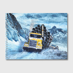 Альбом для рисования с принтом SnowRunner грузовик в Екатеринбурге, 100% бумага
 | матовая бумага, плотность 200 мг. | auto | car | mudrunner | snow runner | snowrunner | авто | бездорожье | внедорожник | вождение | грузовик | дальнобойщики | машина | симулятор | снег | тягач | фура