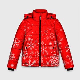 Зимняя куртка для мальчиков 3D с принтом Летящие снежинки в Екатеринбурге, ткань верха — 100% полиэстер; подклад — 100% полиэстер, утеплитель — 100% полиэстер | длина ниже бедра, удлиненная спинка, воротник стойка и отстегивающийся капюшон. Есть боковые карманы с листочкой на кнопках, утяжки по низу изделия и внутренний карман на молнии. 

Предусмотрены светоотражающий принт на спинке, радужный светоотражающий элемент на пуллере молнии и на резинке для утяжки | 2022 | happy new year | merry christmas | год тигра | зима близко | нг | новогодний | новогодний тигр | новый год | новый год 2022 | рождество | символ 2022 года | снежинки