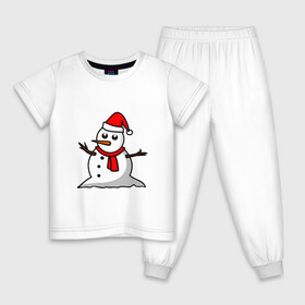 Детская пижама хлопок с принтом Двухсторонний снеговик в Екатеринбурге, 100% хлопок |  брюки и футболка прямого кроя, без карманов, на брюках мягкая резинка на поясе и по низу штанин
 | snowman | большой снеговик | снеговик новогодний | снеговик с морковкой | снеговик с руками палками | снеговик с угольками глазками | снеговик спиной | снежная баба | снежный человек