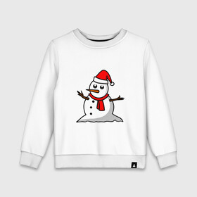 Детский свитшот хлопок с принтом Двухсторонний снеговик в Екатеринбурге, 100% хлопок | круглый вырез горловины, эластичные манжеты, пояс и воротник | Тематика изображения на принте: snowman | большой снеговик | снеговик новогодний | снеговик с морковкой | снеговик с руками палками | снеговик с угольками глазками | снеговик спиной | снежная баба | снежный человек