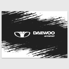 Поздравительная открытка с принтом DAEWOO | Autosport | Краска в Екатеринбурге, 100% бумага | плотность бумаги 280 г/м2, матовая, на обратной стороне линовка и место для марки
 | auto | autosport | daewoo | logo | moto | symbol | авто | автомобиль | гонки | дэо | дэу | знак | краска | лого | логотип | логотипы | марка | матиз | машина | мото | нексия | символ | символы