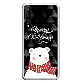 Чехол для Honor P30 с принтом MERRY CHRISTMAS BEARS в Екатеринбурге, Силикон | Область печати: задняя сторона чехла, без боковых панелей | Тематика изображения на принте: 2021 | 2022 | new year | деда мороза | зима | к нам приходит | как у всех | костюм | медвежонок | мишка | новогодний | новый год | праздник | рекомендации | рождество | снег | снежинки | снежок | узор | хочу