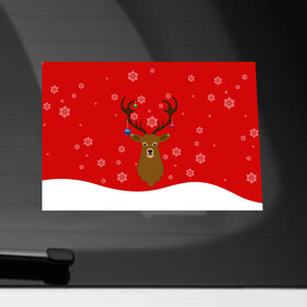 Наклейка на автомобиль с принтом Новогодний олень | New Years Deer в Екатеринбурге, ПВХ |  | Тематика изображения на принте: 2021 | 2022 | happy new year | happy new year 2022 | новый год | олень | снег | снежинки | снежный олень | сугроб