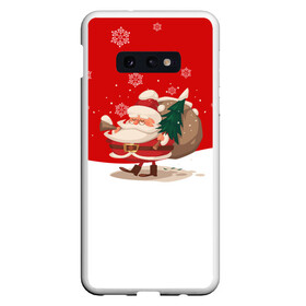 Чехол для Samsung S10E с принтом Новогодний санта New Years Santa в Екатеринбурге, Силикон | Область печати: задняя сторона чехла, без боковых панелей | 2021 | 2022 | happy new year | happy new year 2022 | santa | дед мороз | новый год | подарки | санта | снег | снегопад | снежинки | сугроб