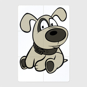 Магнитный плакат 2Х3 с принтом Щенок глазастый бежевый в Екатеринбурге, Полимерный материал с магнитным слоем | 6 деталей размером 9*9 см | веселье | детские | для девушек | для детей | домашние животные | змей горыныч | мультики | ослик | сказка | сказочные | собака | удивление | щенок