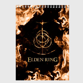 Скетчбук с принтом Elden Ring Logo в Екатеринбурге, 100% бумага
 | 48 листов, плотность листов — 100 г/м2, плотность картонной обложки — 250 г/м2. Листы скреплены сверху удобной пружинной спиралью | Тематика изображения на принте: elden ring | игра элден ринг | кольцо элдена | элден | элден ринг