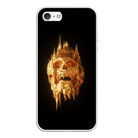 Чехол для iPhone 5/5S матовый с принтом GOLDEN SKULL | ЗОЛОТОЙ ЧЕРЕП в Екатеринбурге, Силикон | Область печати: задняя сторона чехла, без боковых панелей | art | bones | design | gold | skull | золото | череп