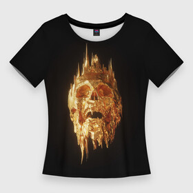 Женская футболка 3D Slim с принтом GOLDEN SKULL  ЗОЛОТОЙ ЧЕРЕП в Екатеринбурге,  |  | art | bones | design | gold | skull | золото | череп