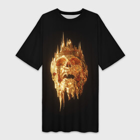 Платье-футболка 3D с принтом GOLDEN SKULL  ЗОЛОТОЙ ЧЕРЕП в Екатеринбурге,  |  | art | bones | design | gold | skull | золото | череп