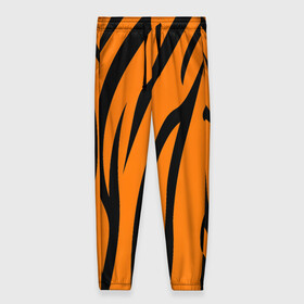 Женские брюки 3D с принтом Текстура тигра/tiger в Екатеринбурге, полиэстер 100% | прямой крой, два кармана без застежек по бокам, с мягкой трикотажной резинкой на поясе и по низу штанин. В поясе для дополнительного комфорта — широкие завязки | tiger | кошка | оранжевый черный | символ 22 года | текстура | тигр