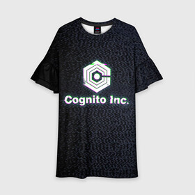 Детское платье 3D с принтом Экран Cognito Inc в Екатеринбурге, 100% полиэстер | прямой силуэт, чуть расширенный к низу. Круглая горловина, на рукавах — воланы | Тематика изображения на принте: знак | лого | надпись | помехи | экран