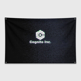 Флаг-баннер с принтом Экран Cognito Inc в Екатеринбурге, 100% полиэстер | размер 67 х 109 см, плотность ткани — 95 г/м2; по краям флага есть четыре люверса для крепления | знак | лого | надпись | помехи | экран