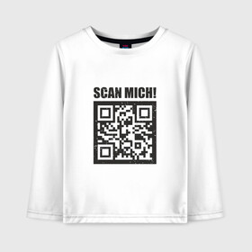 Детский лонгслив хлопок с принтом Scan Mich в Екатеринбурге, 100% хлопок | круглый вырез горловины, полуприлегающий силуэт, длина до линии бедер | coronavirus | covid | covid19 | qr code | qr код | sputnik | вакцина | вакцинация | вирус | здоровье | изоляция | иммунитет | карантин | ковид | код | корона | коронавирус | маркировка | маска | матрица | п | пандемия