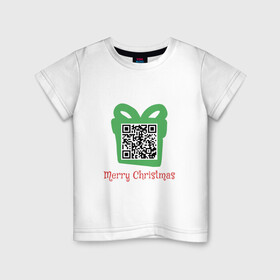 Детская футболка хлопок с принтом QR Christmas в Екатеринбурге, 100% хлопок | круглый вырез горловины, полуприлегающий силуэт, длина до линии бедер | Тематика изображения на принте: coronavirus | covid | covid19 | qr code | qr код | sputnik | вакцина | вакцинация | вирус | здоровье | изоляция | иммунитет | карантин | ковид | код | корона | коронавирус | маркировка | маска | матрица | п | пандемия