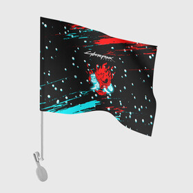 Флаг для автомобиля с принтом Cyberpunk 2077 Белый снег в Екатеринбурге, 100% полиэстер | Размер: 30*21 см | cd project red | cyberpunk 2077 | keanu reeves | samurai | киану ривз | киберпанк 2077 | новогодний | самураи | снег | снежинки