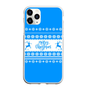 Чехол для iPhone 11 Pro матовый с принтом MERRY CHRISTMAS | BLUE в Екатеринбурге, Силикон |  | 2020 | 2021 | 2022 | christmas | merry | santa | дед мороз | кот | леденец | мяу | нг | новогодний | новый год | олени | рождество | санта клаус | свитер | узоры