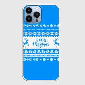 Чехол для iPhone 13 Pro Max с принтом MERRY CHRISTMAS | BLUE в Екатеринбурге,  |  | 2020 | 2021 | 2022 | christmas | merry | santa | дед мороз | кот | леденец | мяу | нг | новогодний | новый год | олени | рождество | санта клаус | свитер | узоры