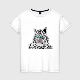 Женская футболка хлопок с принтом Черный Тигр 2022 в Екатеринбурге, 100% хлопок | прямой крой, круглый вырез горловины, длина до линии бедер, слегка спущенное плечо | 2022 | год тигра 2022 | новогодние праздники | новый год