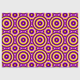 Поздравительная открытка с принтом Желто Фиолетовые цветы (иллюзия расширения) в Екатеринбурге, 100% бумага | плотность бумаги 280 г/м2, матовая, на обратной стороне линовка и место для марки
 | абстракция | аум | галлюцинация | зазеркалье | игра ума | иллюзии | индиго | майя | мантра | медитация | мираж | неон | нирвана | обман зрения | ом | оптические иллюзии | просветление | психоделика