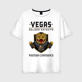 Женская футболка хлопок Oversize с принтом Vegas Golden Knights Вегас Золотые Рыцари в Екатеринбурге, 100% хлопок | свободный крой, круглый ворот, спущенный рукав, длина до линии бедер
 | golden | hockey | ice | knights | nhl | sport | team | vegsd | вегас | золото | лед | нхл | рыцари | спорт | хоккей | шайбу