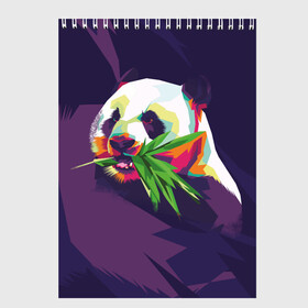 Скетчбук с принтом Панда  с бамбуком в Екатеринбурге, 100% бумага
 | 48 листов, плотность листов — 100 г/м2, плотность картонной обложки — 250 г/м2. Листы скреплены сверху удобной пружинной спиралью | Тематика изображения на принте: живопись | животное | медведь | панда | японский мишка