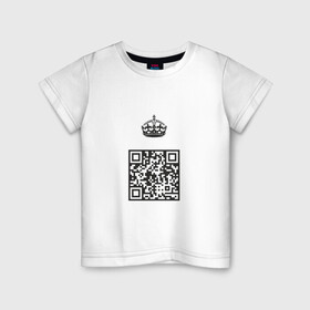 Детская футболка хлопок с принтом QR King в Екатеринбурге, 100% хлопок | круглый вырез горловины, полуприлегающий силуэт, длина до линии бедер | Тематика изображения на принте: coronavirus | covid | covid19 | qr code | qr код | sputnik | вакцина | вакцинация | вирус | здоровье | изоляция | иммунитет | карантин | ковид | код | корона | коронавирус | маркировка | маска | матрица | п | пандемия