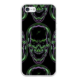 Чехол для iPhone 5/5S матовый с принтом Skulls vanguard pattern 2077 в Екатеринбурге, Силикон | Область печати: задняя сторона чехла, без боковых панелей | Тематика изображения на принте: fashion | hype | neon | pattern | skull | vanguard | авангард | неон | узор | хайп | череп