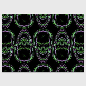 Поздравительная открытка с принтом Skulls vanguard pattern 2077 в Екатеринбурге, 100% бумага | плотность бумаги 280 г/м2, матовая, на обратной стороне линовка и место для марки
 | fashion | hype | neon | pattern | skull | vanguard | авангард | неон | узор | хайп | череп