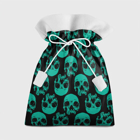 Подарочный 3D мешок с принтом Узор из зелёных черепков в Екатеринбурге, 100% полиэстер | Размер: 29*39 см | Тематика изображения на принте: fashion | hype | pattern | skull | мода | узор | хайп | череп