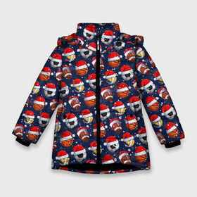 Зимняя куртка для девочек 3D с принтом Новогодние мячи New Years Balls в Екатеринбурге, ткань верха — 100% полиэстер; подклад — 100% полиэстер, утеплитель — 100% полиэстер. | длина ниже бедра, удлиненная спинка, воротник стойка и отстегивающийся капюшон. Есть боковые карманы с листочкой на кнопках, утяжки по низу изделия и внутренний карман на молнии. 

Предусмотрены светоотражающий принт на спинке, радужный светоотражающий элемент на пуллере молнии и на резинке для утяжки. | ball | christmas | баскетбол | волейбол | зима | мяч | новый год | регби | рождество | снег | снежинка | спорт | футбол