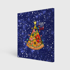 Холст квадратный с принтом Новогодняя Елка Пицца в Екатеринбурге, 100% ПВХ |  | Тематика изображения на принте: christmas | pizza | гирлянда | елка | ель | звезда | новый год | пицца | рождество