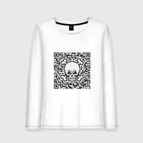 Женский лонгслив хлопок с принтом QR Skull в Екатеринбурге, 100% хлопок |  | coronavirus | covid | covid19 | qr code | qr код | sputnik | вакцина | вакцинация | вирус | здоровье | изоляция | иммунитет | карантин | ковид | код | корона | коронавирус | маркировка | маска | матрица | п | пандемия