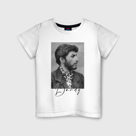 Детская футболка хлопок с принтом Молодой Сталин   пижон в Екатеринбурге, 100% хлопок | круглый вырез горловины, полуприлегающий силуэт, длина до линии бедер | chief | dandy | dictator | dude | hype | stalin | вождь | диктатор | пижон | сталин | хайп | щёголь