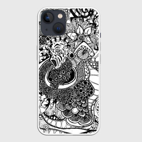 Чехол для iPhone 13 с принтом Черно белый треш в Екатеринбурге,  |  | абстракция | пестрый | узор | черно белое | яркий